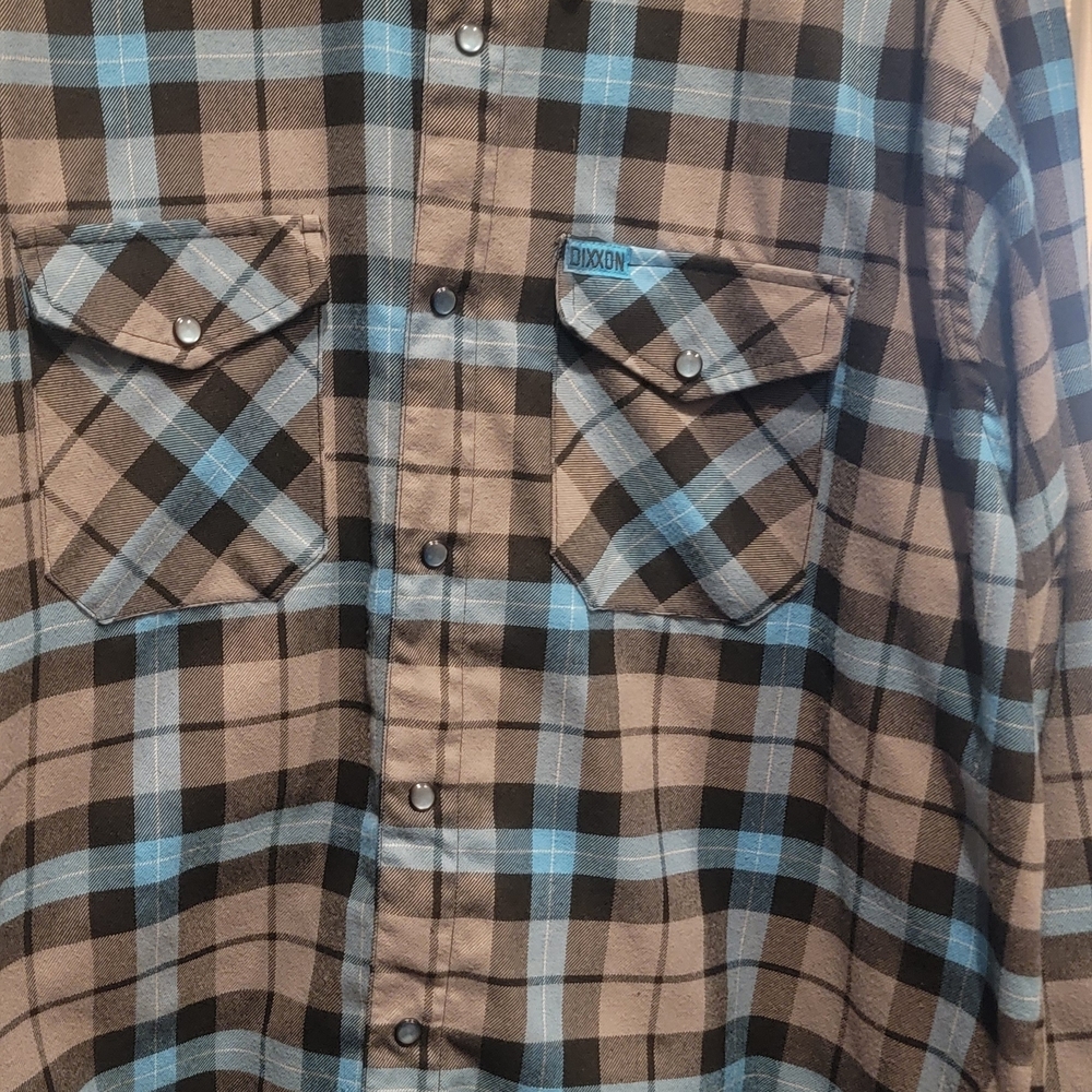 DIXXON THE OBCEAN Flannel Men's Casual Brown and Blue Checkered Shirt
